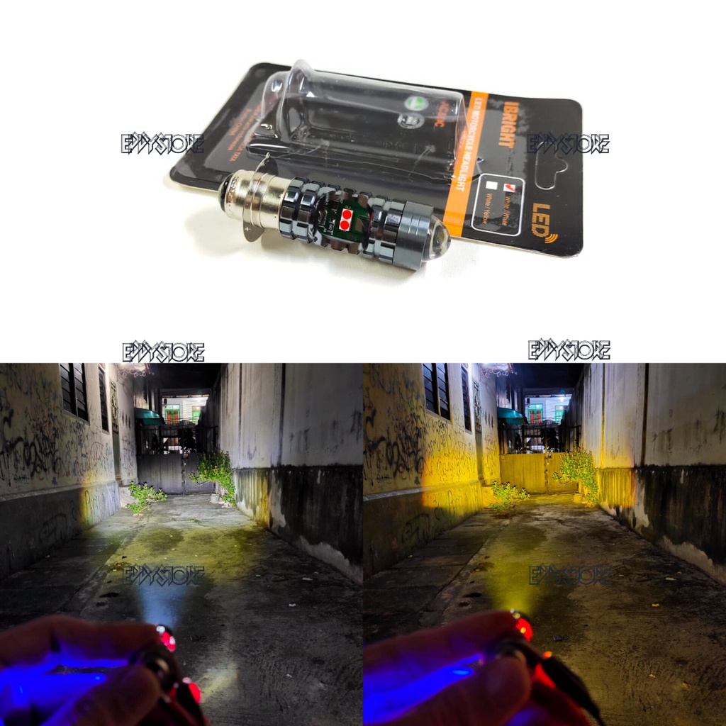 Lampu utama Led H6 laser jauh dekat putih plus senja biru merah