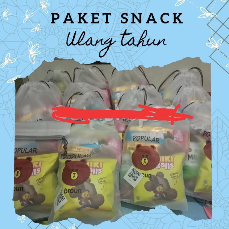 

, Paket Snack ulang tahun kemasan pouch besar/Snack ulang tahun anak