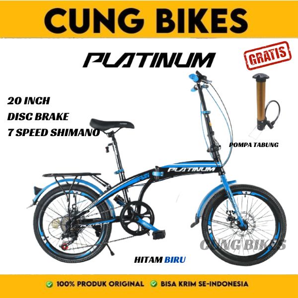 SEPEDA LIPAT 20 Inch PLATINUM 7 SPEED Velg Tinggi design Italy