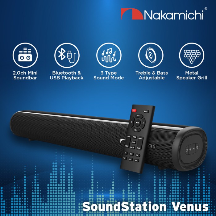 Ampli Nakamichi Soundstation Venus Speaker Bluetooth Amplifier Mini Soundbar