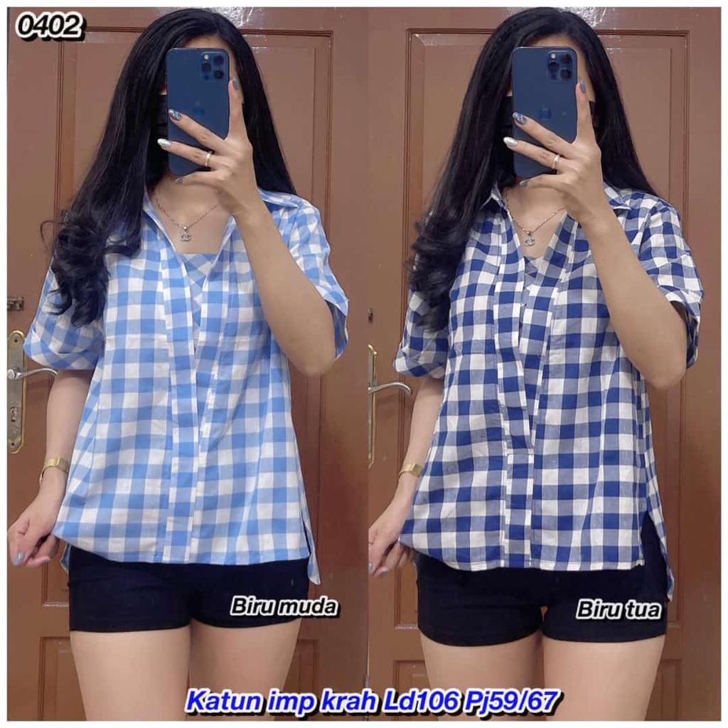 JLN-0402/EI BLOUSE WANITA KATUN KERAH KOTAK BANGKOK