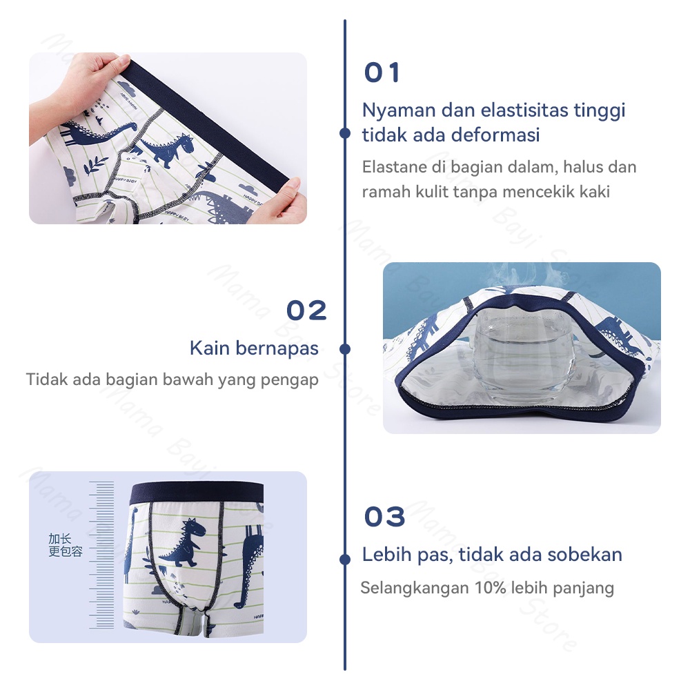 Qierra 100% Katun 2-10Tahun Celana Dalam Boxer Anak/ Boxer Anak Laki-laki