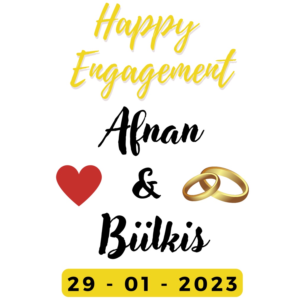 Tulisan Backdrop Hiasan Dekorasi Engagement Lamaran Tunangan Wedding Nikah Khitbah Free Custom Nama