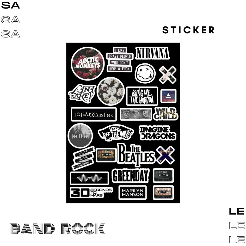 

STICKER BAND ROCK - Untuk Handphone/Laptop dengan Ukuran A6 (Bisa Custom Gambar)