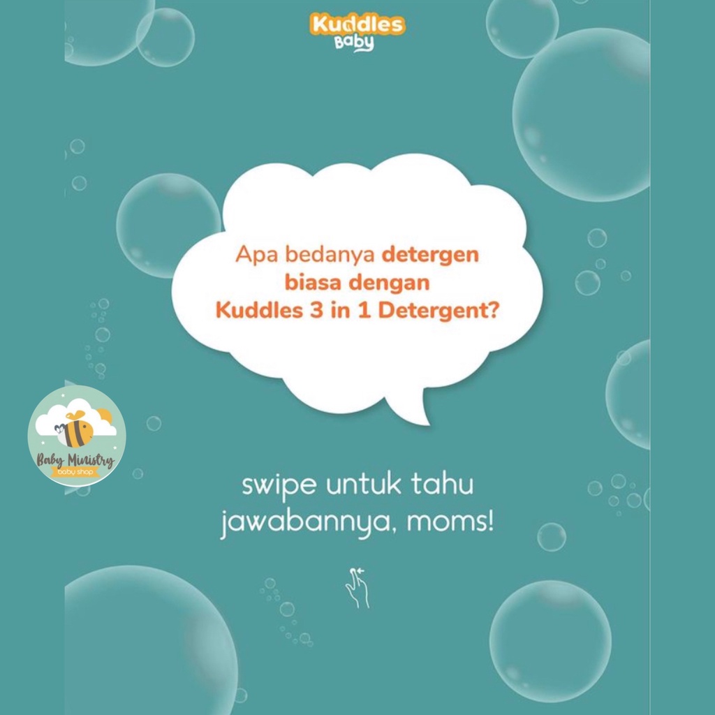 (NEW) Kuddles Natural 3 in 1 Baby Detergent (1000ML) / SENSITIVE SKIN SAFE / DETERGENT BABY / DETERGENT NO SLS