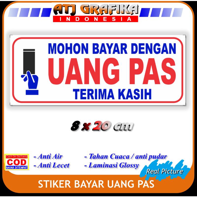 

Stiker bayar dengan uang pas sticker pembayaran toko kantor