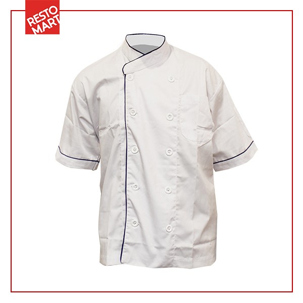 Seragam Koki Seragam Chef/Baju Chef/Kemeja Koki Restomart Katun(1394171) - Putih List Biru,M