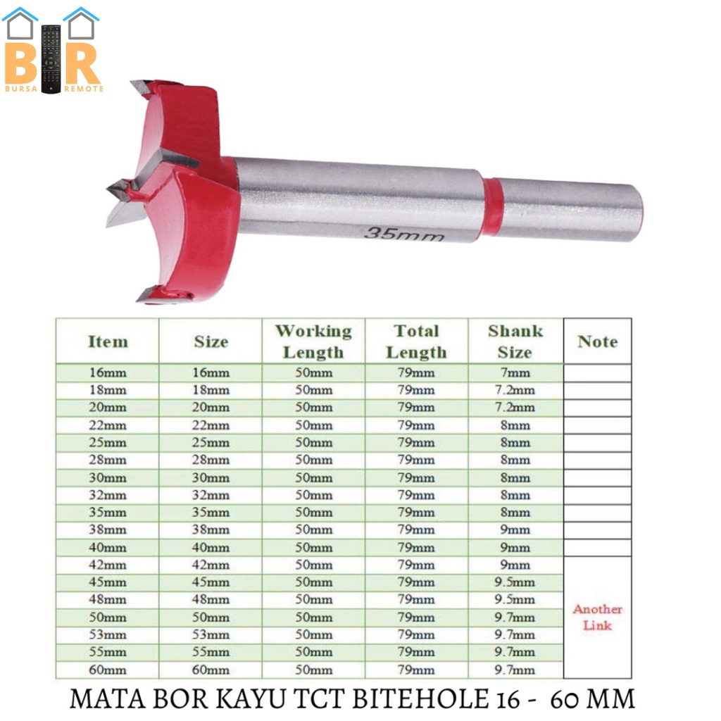 Mata Bor Pelubang Kayu Engsel Sendok Forstner Bit Hss Hole Saw Pembuat Lubang Bundar Tct Wood 16 - 60MM