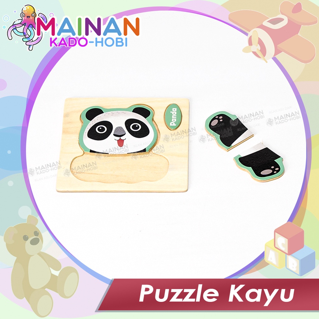 MAINAN TRADISIONAL SUSUN PUZZLE KAYU KARAKTER ANIMAL 1-4 TAHUN