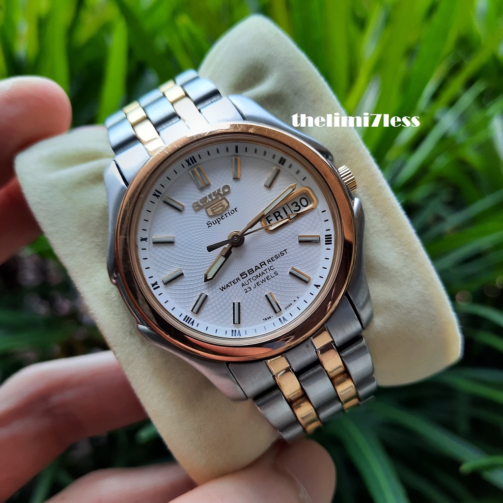 Jam tangan Seiko 5 automatic Superior 7S36 whirlpool dial