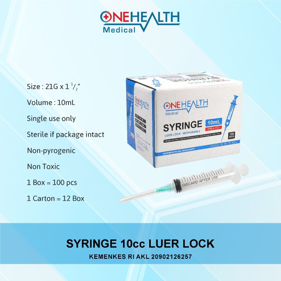 ONEHEALTH Syringe 10cc Luer Lock