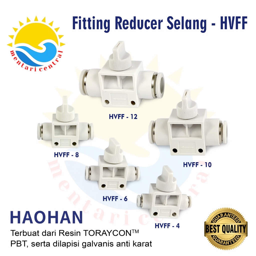 FITTING PNEUMATIC VALVE HVFF MM HAND STOP MINI KRAN AIR UDARA UNTUK SELANG PU