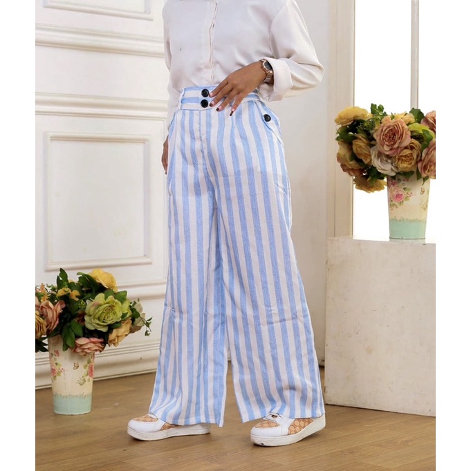 Hanna Kulot Salur Linen Wanita Celana Kulot Motif