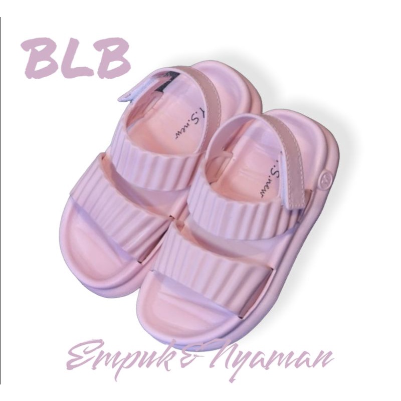 Sandal Anak Perempuan Ban Dua Tali Belakang Sandal Anak Cewek Impor motif Kerut Velcro Trendy