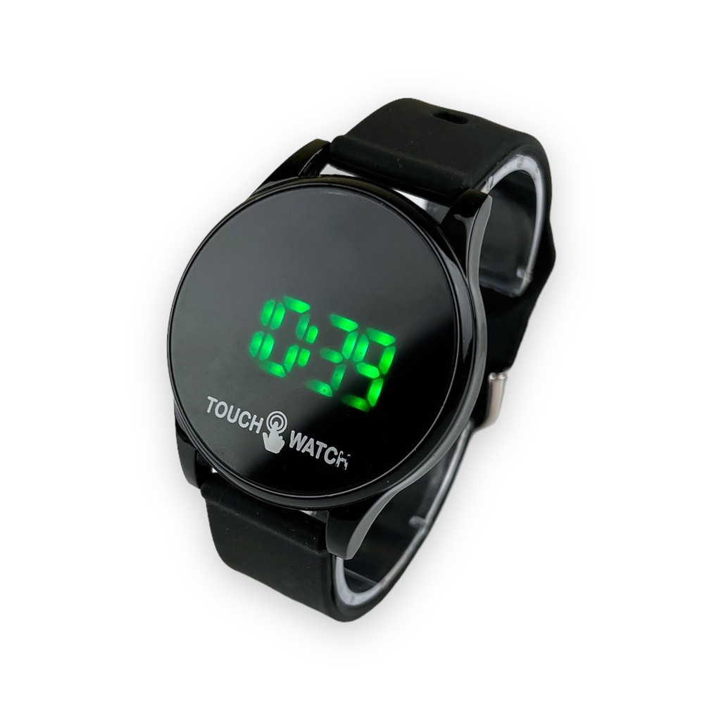 COD✅ Jam Tangan Digital Wanita Pria Watch LED Rubber Elektronik Touch Screen Harga Murah    S1201-S1267-Full Hitam