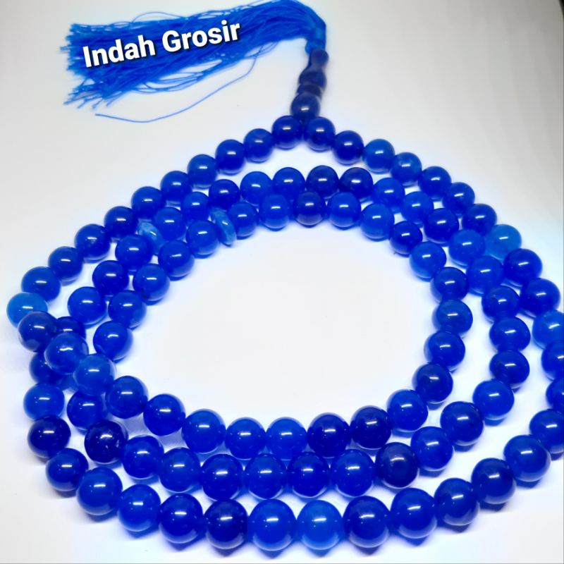 TASBIH BATU BLUE JADE KRISTAL 10MM 99BUTIR