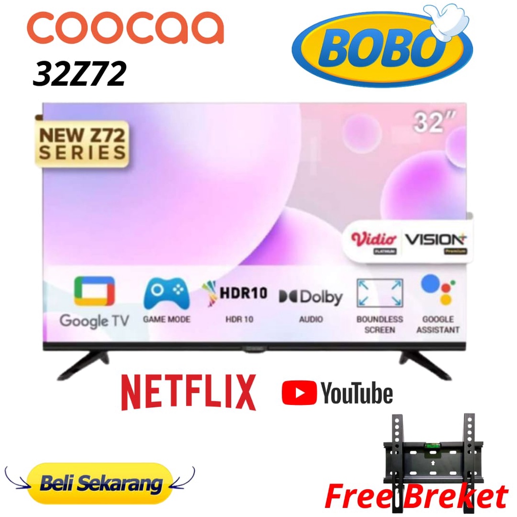 COOCAA 32Z72 SMART LED 32 Inch Google TV-DIGITAL- FREE BREKET