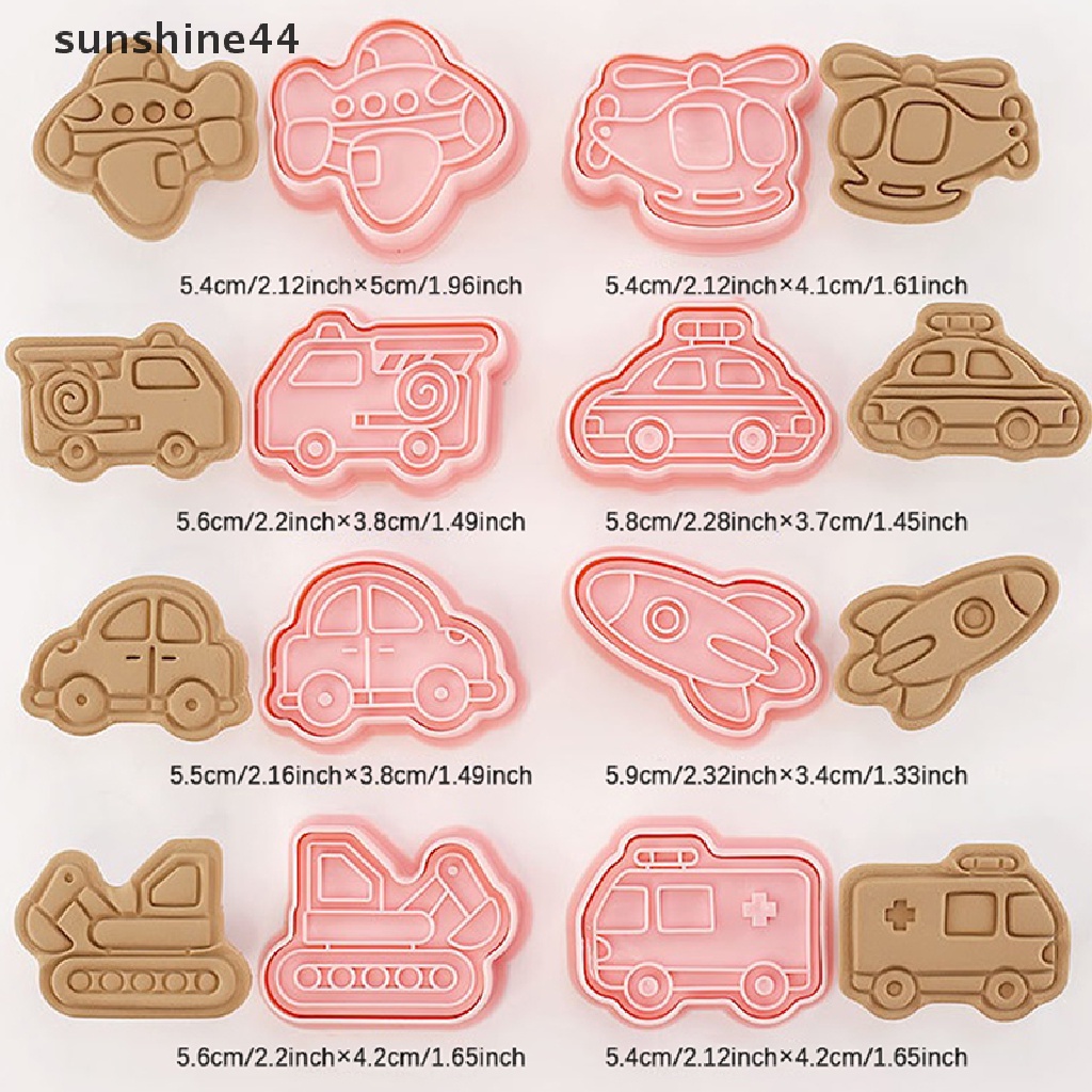 Sunshine 8Pcs Cetakan Biskuit Bentuk Truk Fondant Pastry Cutter Alat Baking Cookies Cetakan.