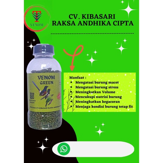 Venom Green cv kibasari pur burung kicau voer penom kibas sari hijau