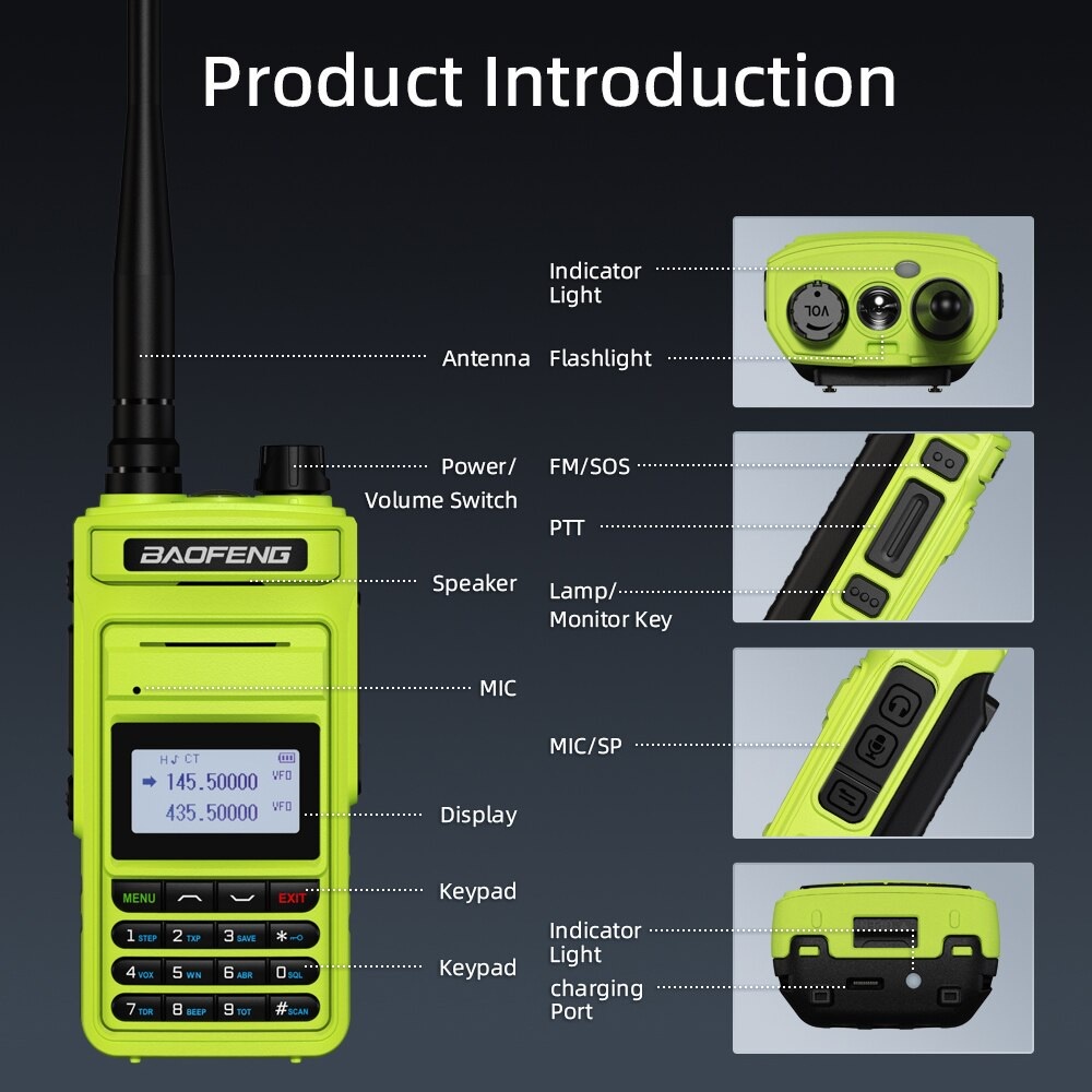 HT UV-999 PRO MAX Walkie Talkie Dual Band IPX4 Waterproof 10W