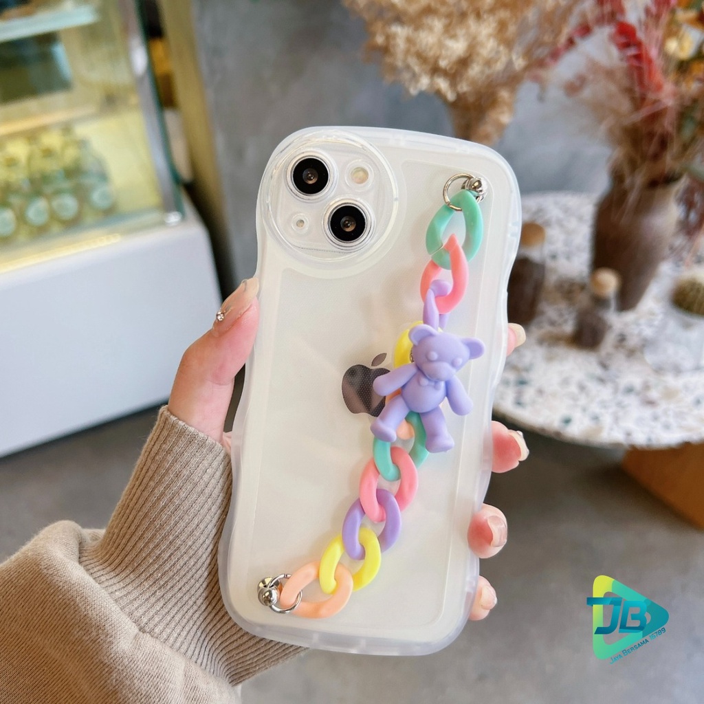 GC01 SOFTCASE GELOMBANG WAVE CLEAR RANTAI FOR IPHONE 7 8 7+ 8+ XR X XS MAX 11 12 13 14 PRO MAX 14 MAX JB6957