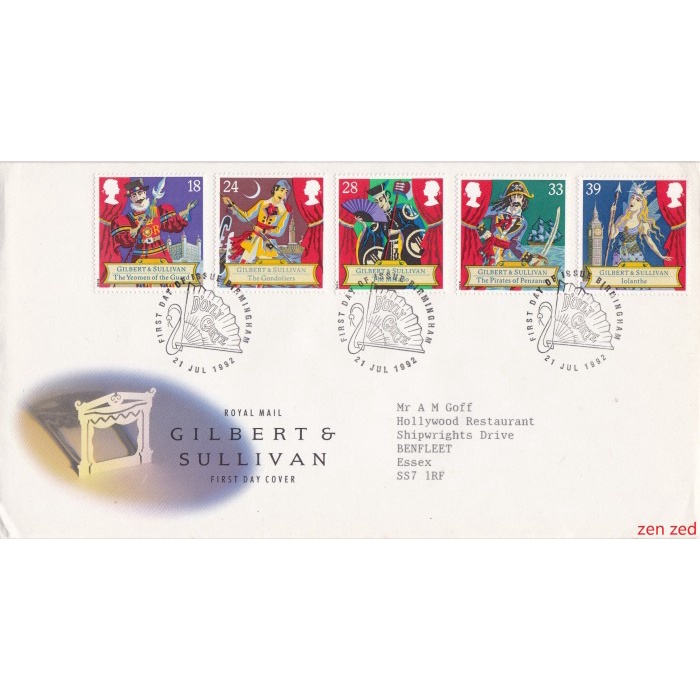

A753 Prangko Inggris FDC 1992 Sir Arthur Sullivan, Composer 1 Pcs