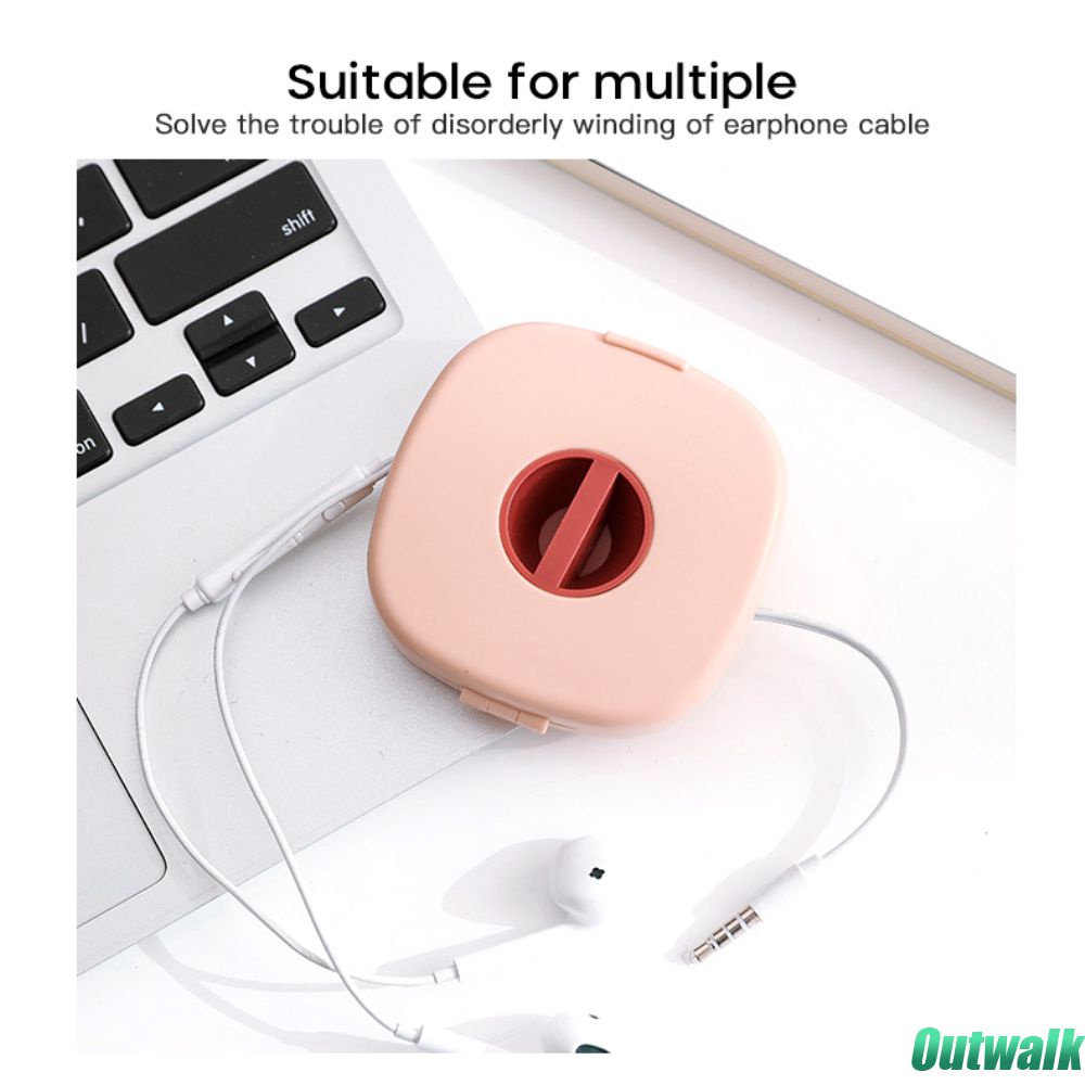 ღ Portabel Bulat Kabel Winder Kotak Penyimpanan Kabel Pemegang Rotatable Data Pelindung Penyimpanan Organizer Usb Kawat Manajemen Organisasi Alat