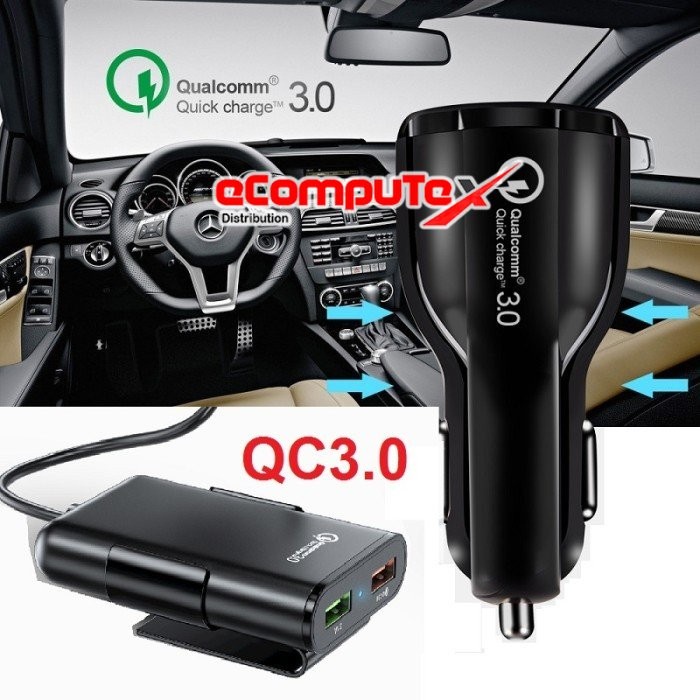 CAR CHARGER 4 PORT USB 2 USB MOBIL SUPER FAST CHARGING - 4 PORT USB - 2 Port USB