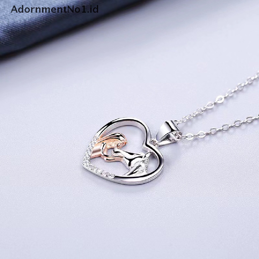 [AdornmentNo1] Gadis Trendi Kuda Hati Liontin Kalung Untuk Wanita Cinta Hati Kalung Perempuan Pesta Perhiasan Trendi Drop Pendant Necklace Hadiah [ID]