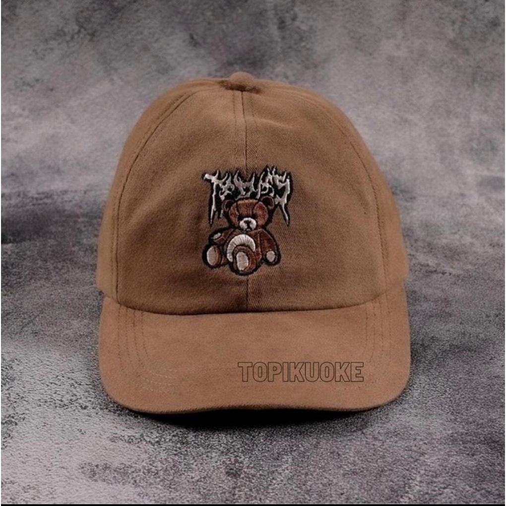 Topi Pria 6 Panel Distro Motif TEDDY BEAR - Topi kartun Topi pria distro Original keren 2022 Import Casual Pria NY 1989 Terbaru topi model kekinian / topi cewek dan cowok-coklat