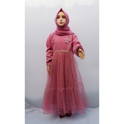 gamis anak tanggung tile dot