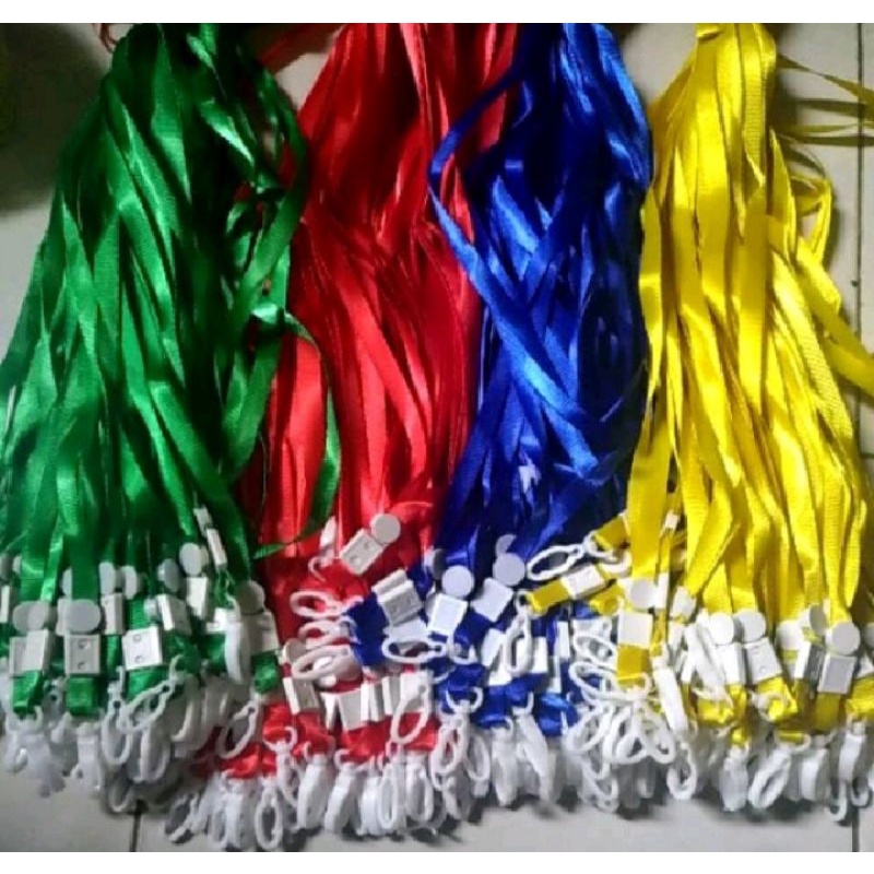 

100 Pcs Tali Id Card Plastik + Cantolan Tali Lanyard Name Tag Tali Nametag 1 Warna