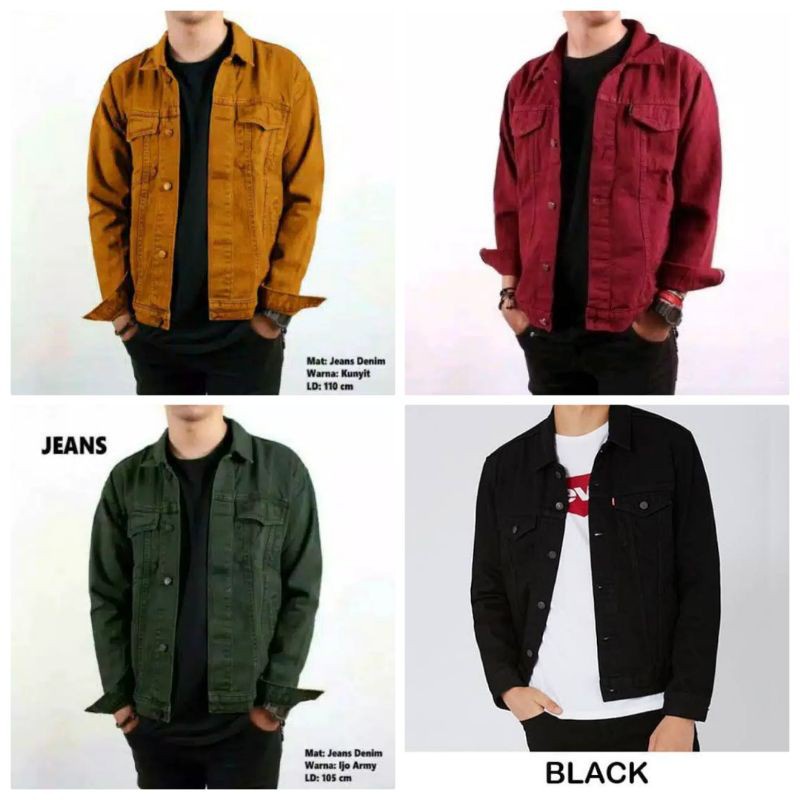 Jaket Jeans Levis Pria | Bioblitz Blueblack Hitam Biowash Maroon Army Mustard Abu | Keans Washed Pre