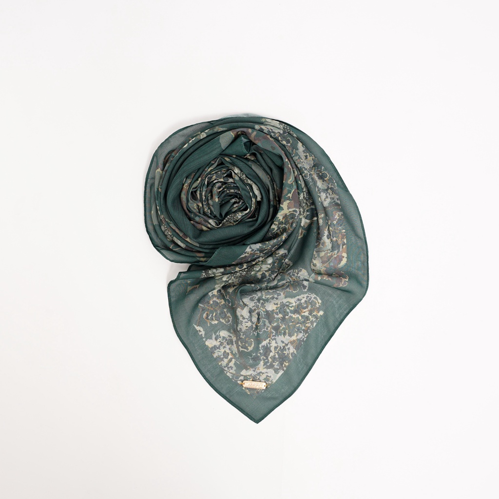 ALIF JILBAB SEGI EMPAT MOTIF PARIS PREMIUM KOREA - VORTE IN ELM GREEN ( SPR-D8-001 )