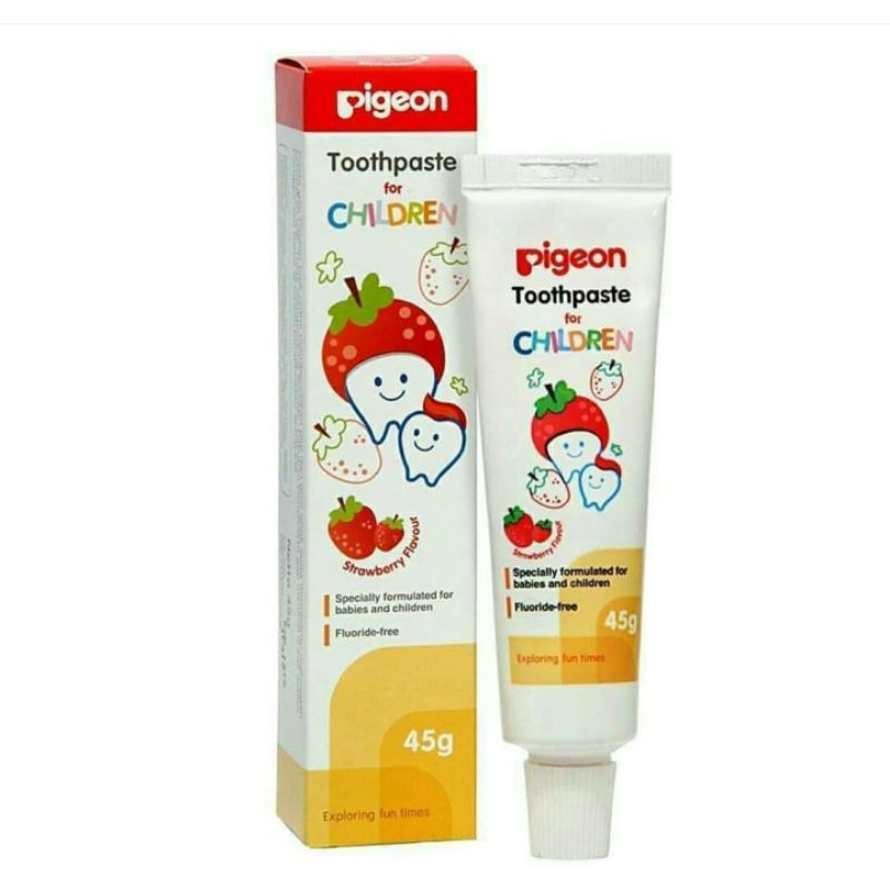 Pigeon Baby Toothpaste 45g Strawberry / Pasta Gigi Anak, Bayi, Balita 45 Gram (PASTA GIGI PIGEON)