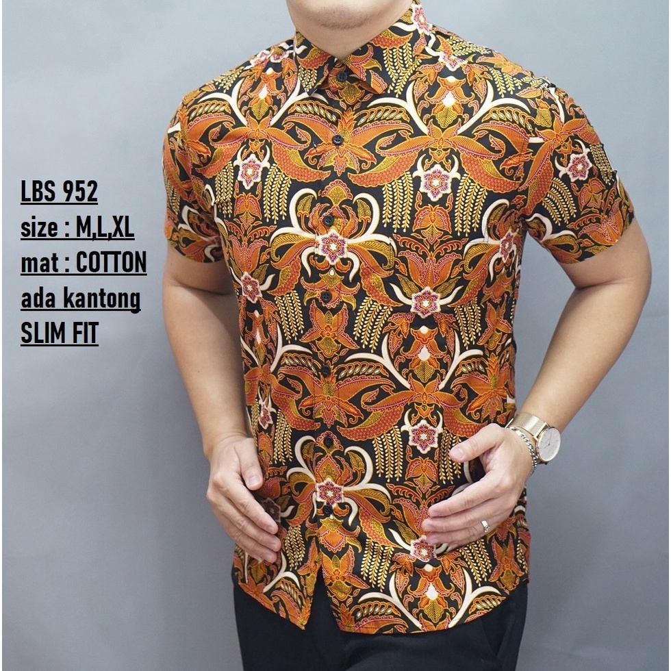 Baju Batik Pria Slimfit Kemeja Lengan Pendek Slim Fit LBS 952