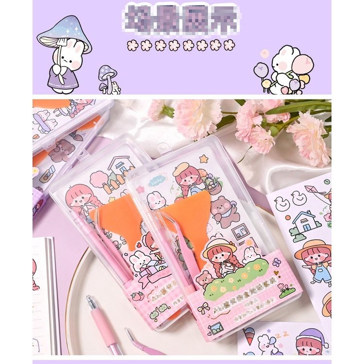 Sticker Stiker Box Set Momo Free Twizer Mini Shovel Perata Sticker Crafting Pen Pulpen Ukir Stiker Selotip kertas motif kartun Lucu Dekorasi Buku Diary Memo Journal Catatan Harian Anak Sekolah Alat Tulis Scraping bookk @banyak