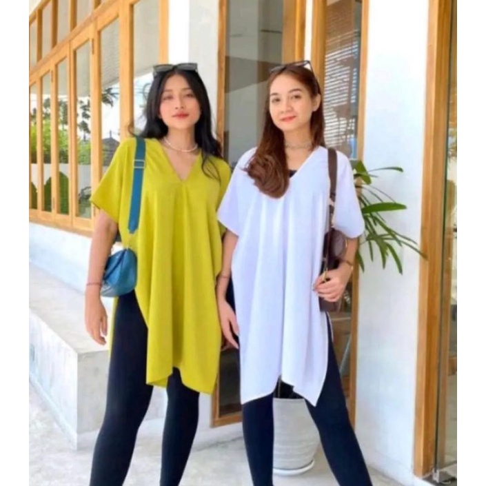 VIRAL BLOUSE TOP LONG SQUARE NAGITA CRINGKLE VNECK Crinckle Airflow Nagita / Krinkel Kringkel Airflow Outer Lagi Viral MIDI Nagita TOP Kringkel Long Square/ Baju Nagita Outer Longsquare TOP Cringkle