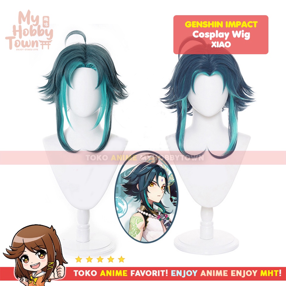 Wig Cosplay Anime Game Genshin Impact Xiao Rambut Palsu