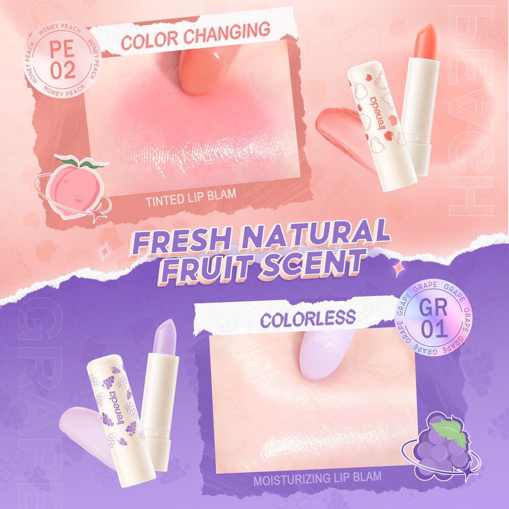 IRENEDA KISS Lip Balm Pelembab Bibir Sheer Colour Fruity IR-L01 [Emperor]