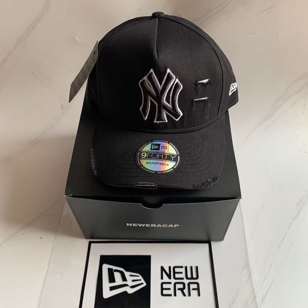 TOPI BASEBALL MLB NY DENIM DAMAGE WHIRE LIST ORIGINAL BLACK CAP