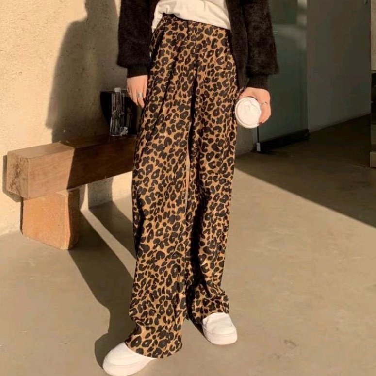 celana leopard kulot / celana panjang macan / kulot leopard high waist