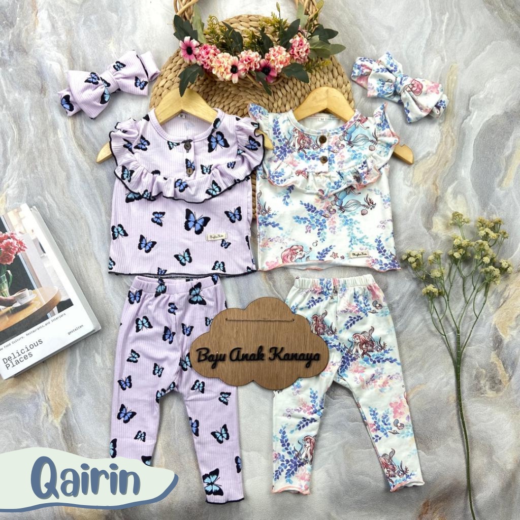 2-15 BLN ONESET BAYI QAIRIN WITH HEADBAND SETELAN BAYI PEREMPUAN PREMIUM by MYBEE (SNI) VERSI 2