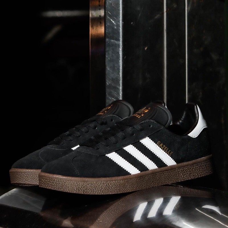 ADIDAS GAZELLE BLACK WHITE SOL GUM ORIGINAL SNEAKERS PRIA