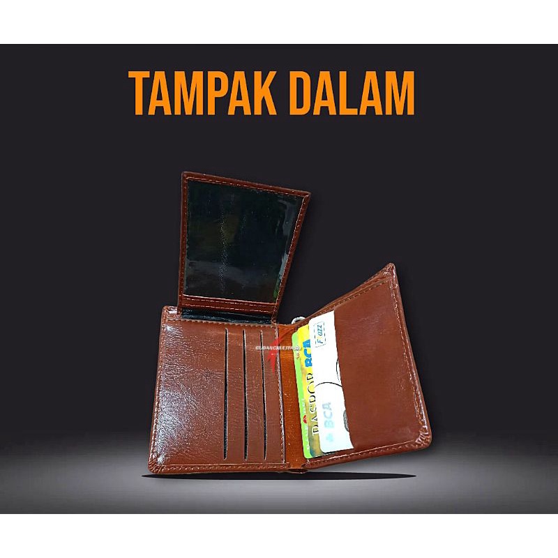 Dompet Pria Lipat Bahan Kulit PU Model Tegak Kualitas Premium Free Box