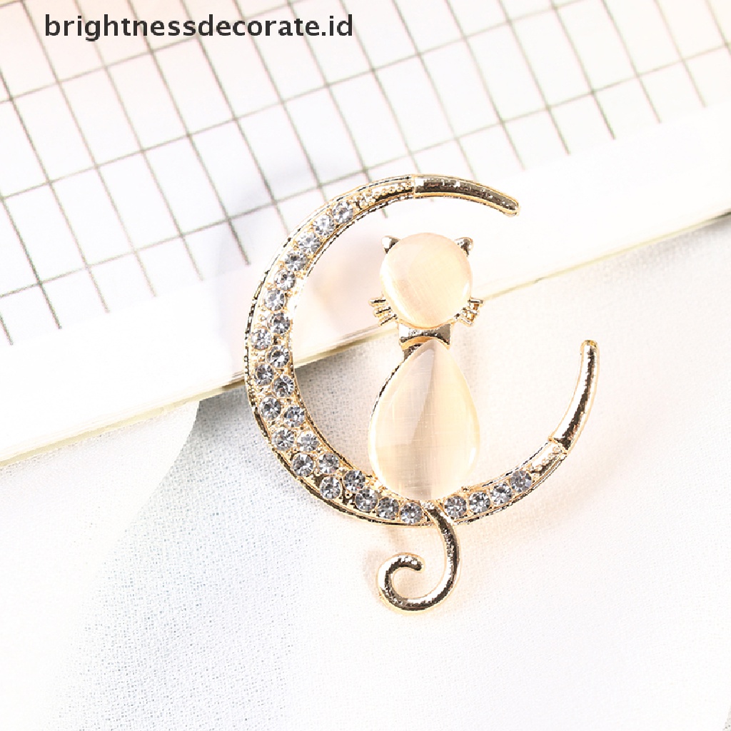 [Birth] Berlian Imitasi Opal Kucing Bros Untuk Wanita Baroque Trendy Elegan Brooch Pin Hadiah [ID]