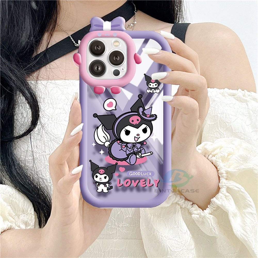 IPHONE Casing Lucu Kompatibel Untuk Iphone14 11 12 iPhone6 7 8 Plus 13 Pro Max14 Plus 11Pro MAX XR X XS MAX Lovely Kuromi Bunny Little Monster Frame Lensa Casing Ponsel Binteacase