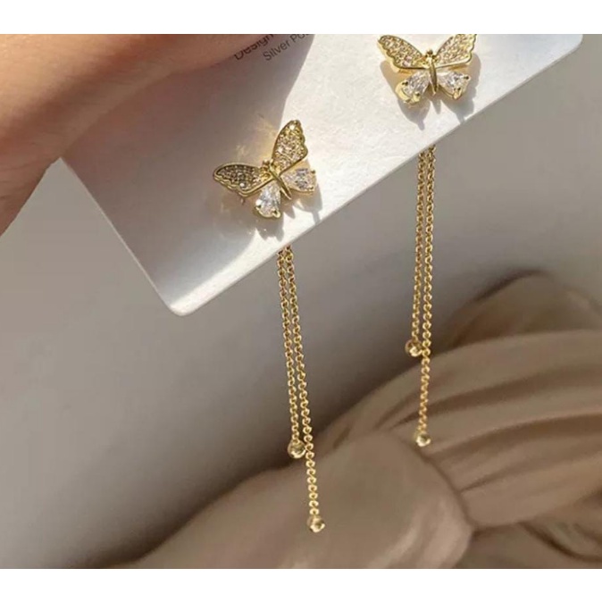 Anting anting jarum kupu kupu rumbai