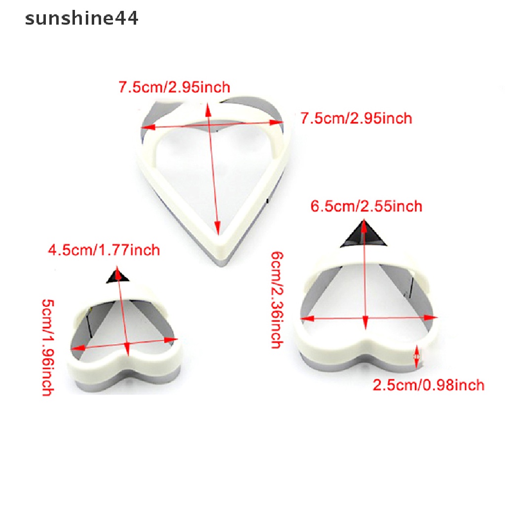 Sunshine 3Pcs/Set Cookie Sandwich Cutters Bentuk Geometri Cetakan Kue Kering Alat Baking.