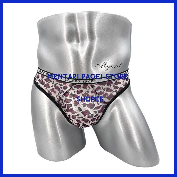 G STRING PRIA SEXY LOW WAIST MESH CELANA DALAM LEOPARD THONG Y055 FREE ONGKIR